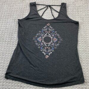 Warehouse One Tank Top Women Size Extra Large XL Gray Graphic Print Sleeveless